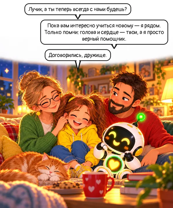 Комикс про ИИ для детей — последняя страница комикса