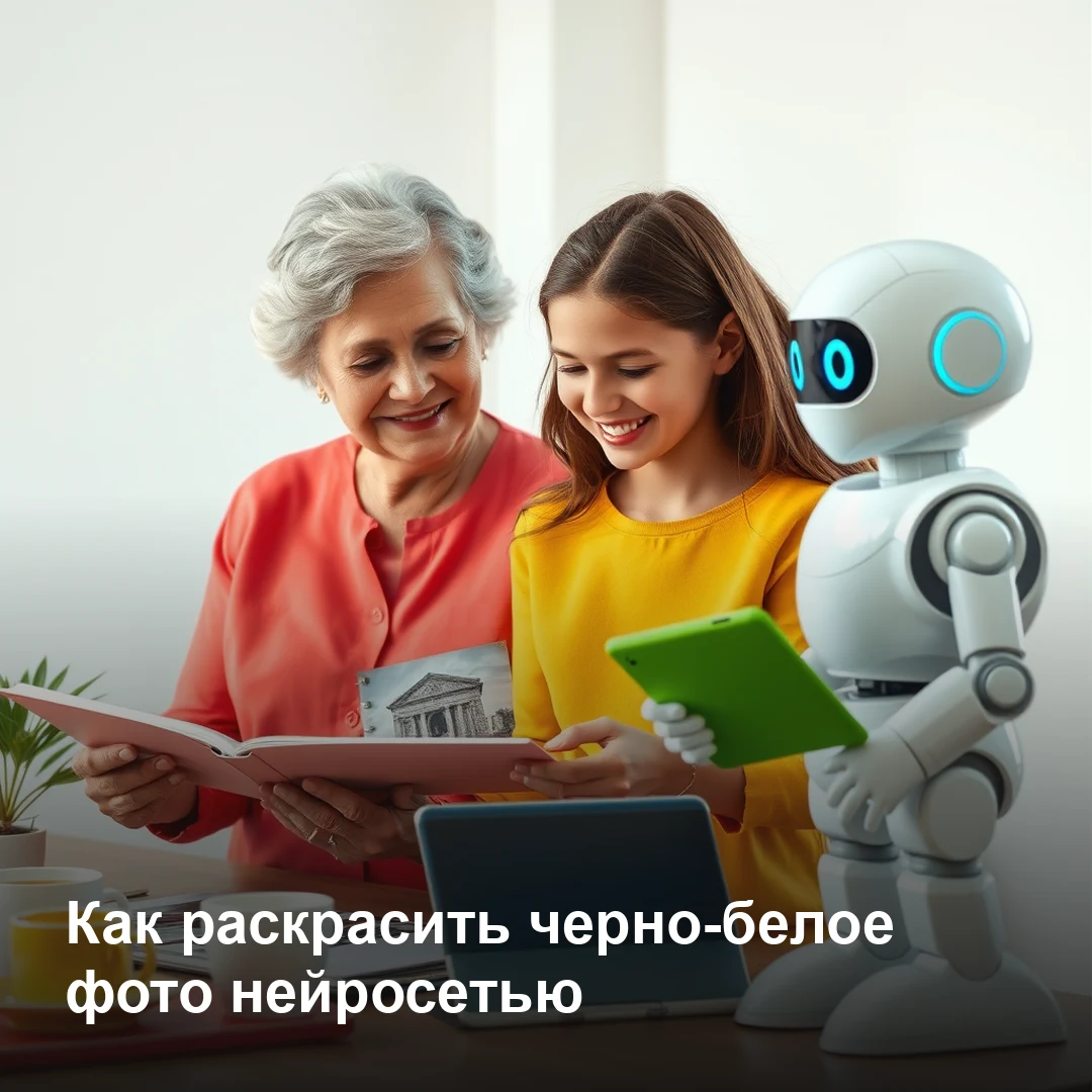 Раскраска чёрно-белого фото нейросетью